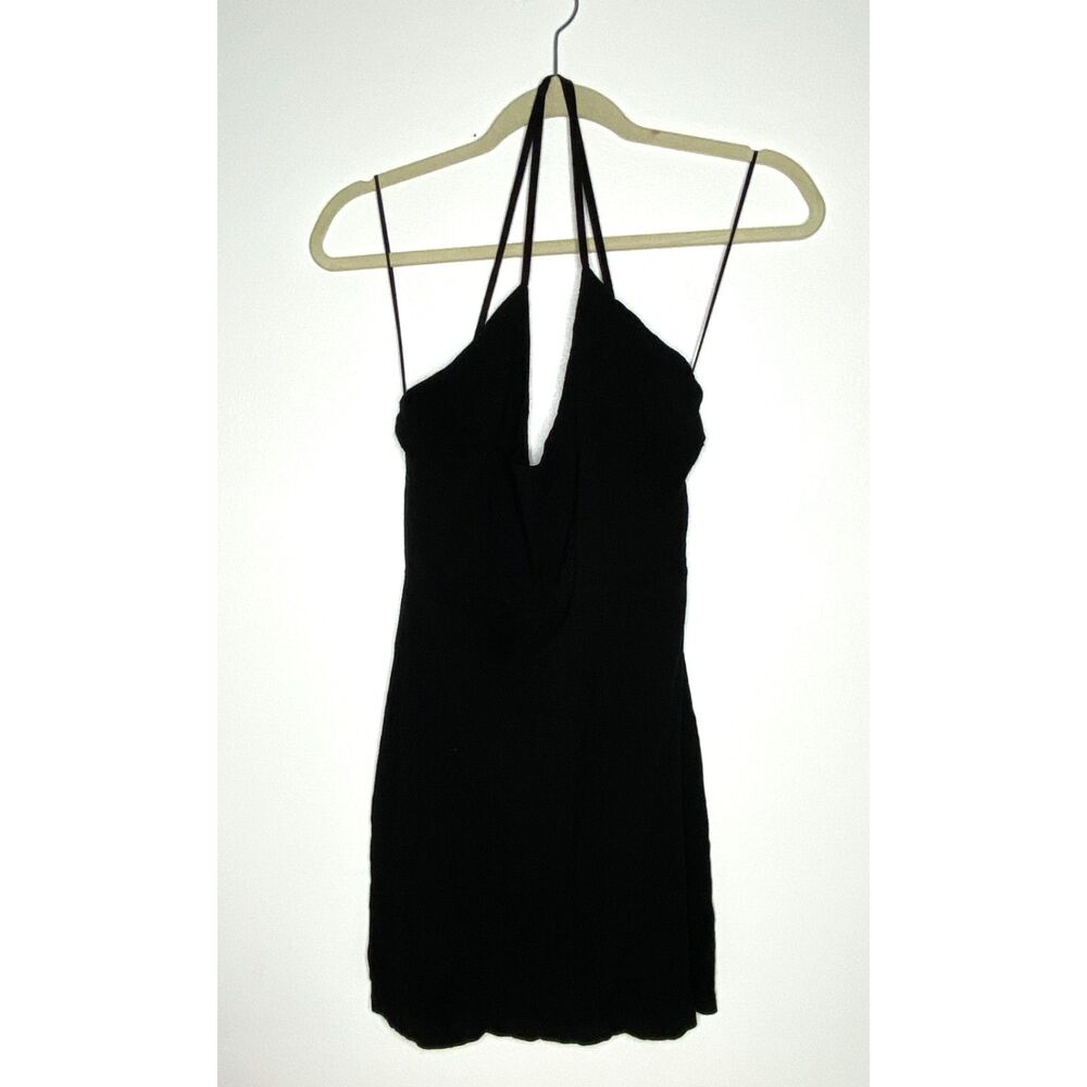 Free People Intimately Black Strappy Stretchy Bodycon Mini Dress Night Out Sz S